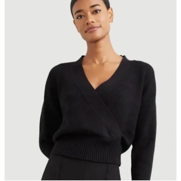 Modern Citizen Marlowe NWT Black Wrap Sweater Small Stitch Fix V-Neck - Picture 1 of 10